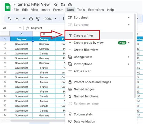 how to filter a google sheet