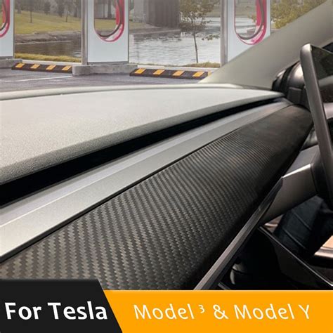 New Tesla Model Dashboard Cover Carbon Fibre Abs Model Y Car