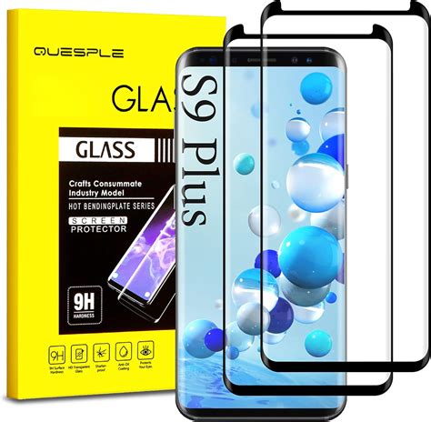 Quesple 2 Pack Galaxy S9 Plus Screen Protector Shatterproof Premium Tempered Glass Film For