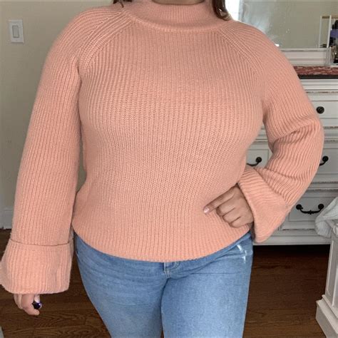 Beautiful Peach Colored Butterfly Sleeve Sweater Depop