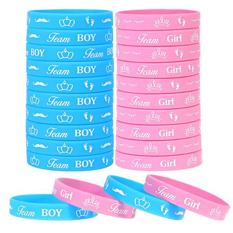 Pcs Gender Reveal Bracelets Team Boy Silicone Wristbands Team Girl