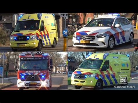 Brandweer Politie Ambulances Met Spoed Onderweg Naar En Vanaf Een