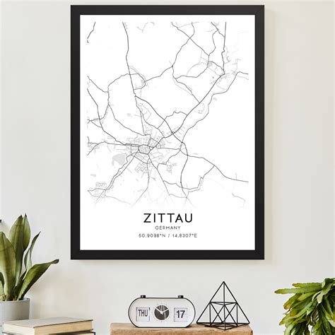 Zittau Germany Map Poster, Modern Home Decor Wall Art Print - Custom ...