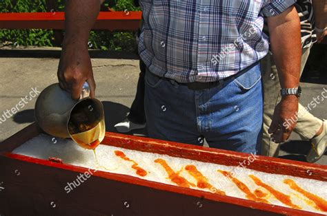 Hot Maple Syrup Being Poured Onto Editorial Stock Photo Stock Image