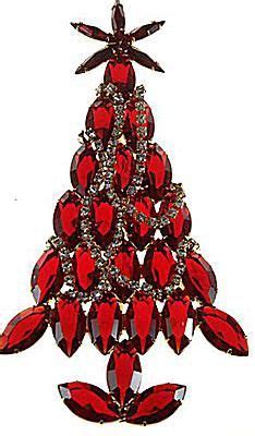 Dominique Large Red Marquis Rhinestone Christmas Tree Pin Christmas