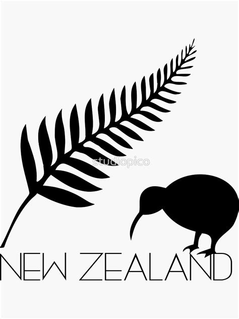 New Zealand Fern Kiwi Icons Sticker By Studiopico Redbubble