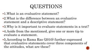 Formulating Evaluative Statements Pptx