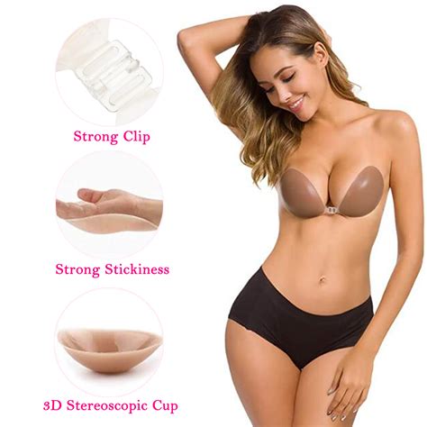 Lelinta Self Adhesive Bra Strapless Sticky Invisible Push Up Silicone Bra For Backless Dress