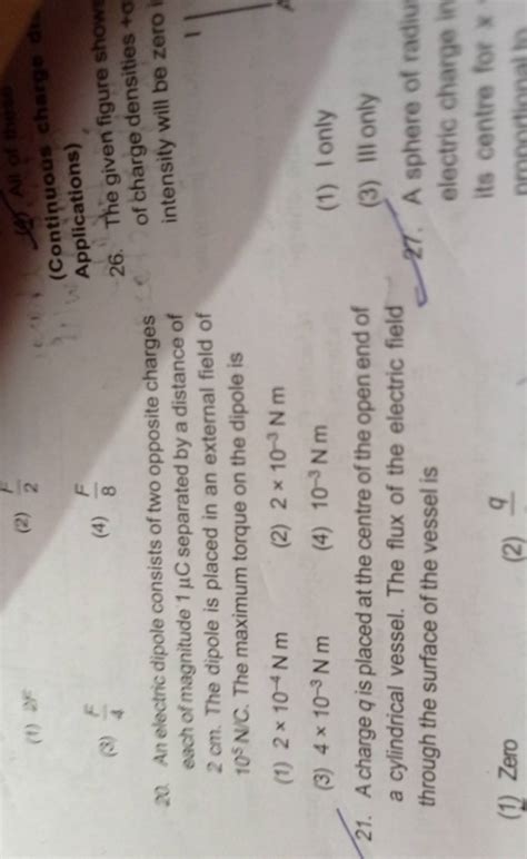 The Given Figure Show An Electric Dipole Consists Of Two Opposite Cha