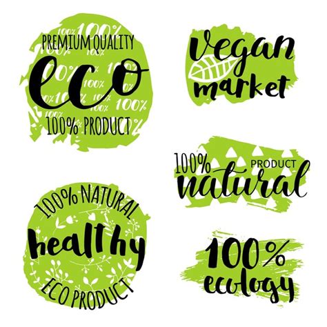 Satz Vektorillustrations Eco Logos Aufkleber Ausweise Premium Vektor