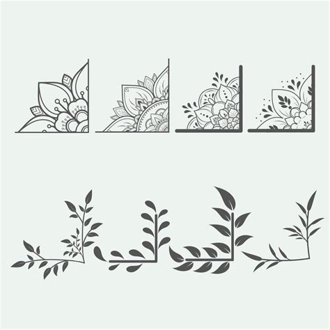 Floral corner shapes, Leaves border frame illustration 9155696 Vector ...