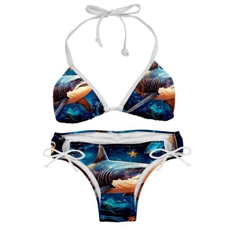 Starry Shark Chic One Piece Swimsuits Bikini Set Detachable Sponge