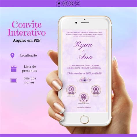 Convite Digital Interativo Casamento Roxo Elo