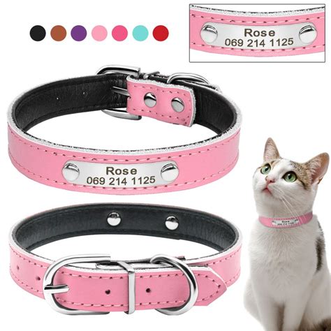 Pu Leather Personalized Cat Collars Free Engraving Service Custom Cat