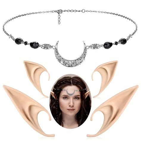 Elf Ears Headpiece Set Short Long Fairy Ears Moon Head Chain Temu