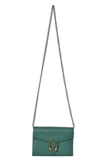 Gucci Green Leather Mini Dionysus Sling Bag