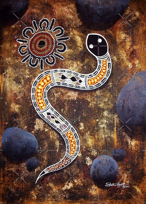 The Snake Authentic Aboriginal Art By Hogartharts Redbubble