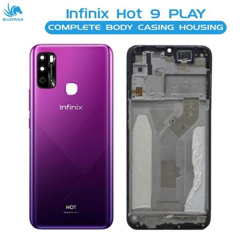 Infinix Hot 9 Play Housing Middle Frame With Side Button And Camera Lens Complete Body Casing