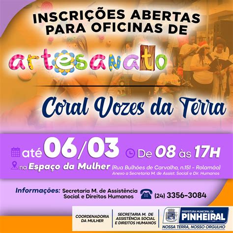 Prefeitura de Pinheiral abre inscrições para oficina de artesanato e