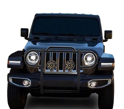 Jeep Wrangler Grille Guard With 7 Inch Round Led Lights Black 18 24 Jeep Wrangler Jl Free