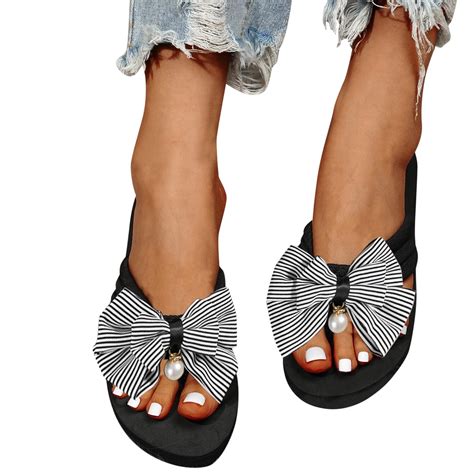 Knqrhpse Slippers For Women Stripe Flip Flops Beach Sandals Flip Flops