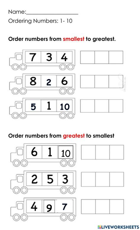 Comparing And Ordering Numbers To 10 Worksheet In 2024 Ordering Numbers Worksheets English