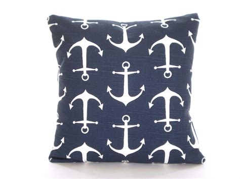 Nautical Throw Pillow Covers Navy Blue Cotton Indoor Pillows Etsy