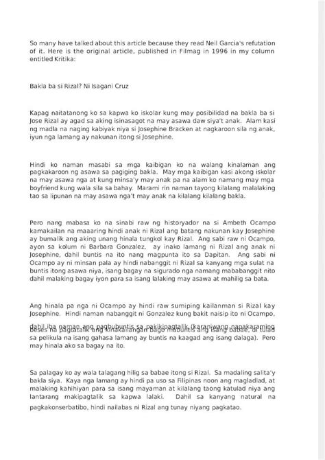 Pdf Bakla Ba Si Rizal Ni Isagani Cruz Dokumen Tips