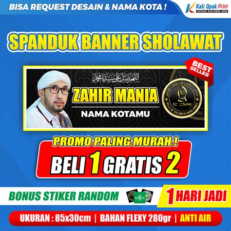 Jual Beli 1 Gratis 2 Spanduk Banner Sholawat Zahir Mania Sholawat