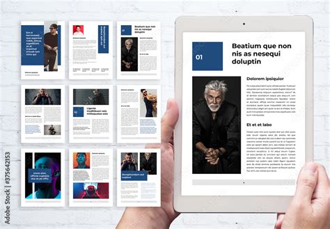 Modelo De Clean Ebook Layout With Blue Accents Do Stock Adobe Stock