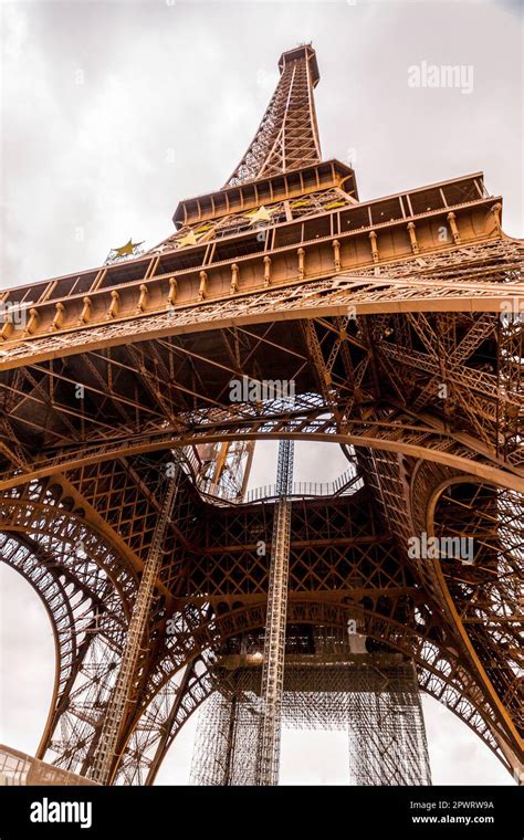 The Iconic Eiffel Tower In A Sunny Winter Day Wrought Iron Lattice