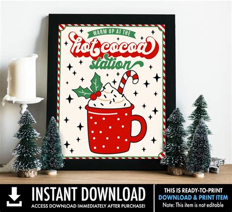 Retro Christmas Hot Cocoa Station Sign,christmas Movie Decor,hot ...