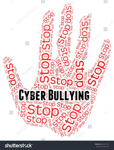 Stop Cyber Bullying Showing Warning Sign Ilustrações Stock 325437155