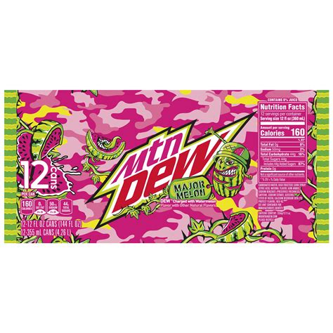 Mtn Dew Major Melon DEW Charged With Watermelon 12 Fl Oz 12 Count Cans