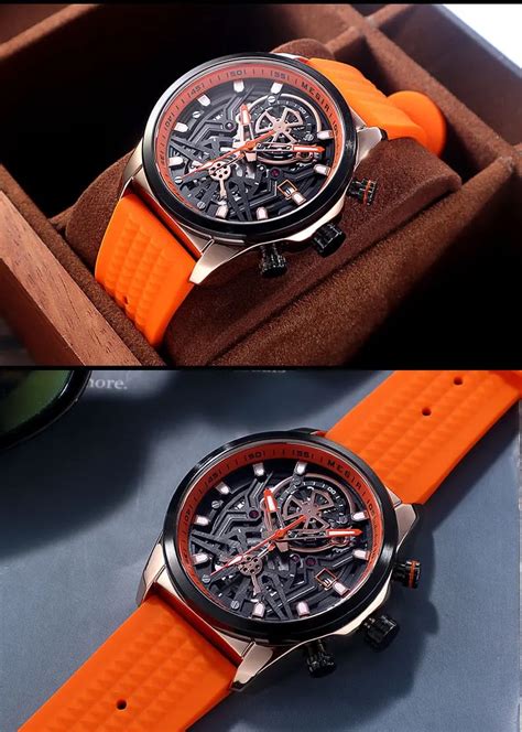 Megir 2235 Mens Chronograph Watch Orange Vivid Nuance South Africa