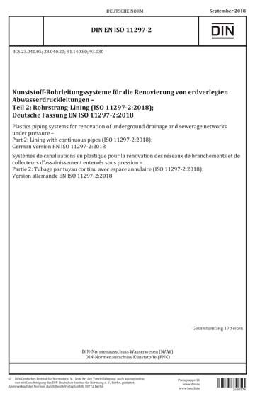 DIN EN ISO 11297 2 2018 DE Kunststoff Rohrleitungssysteme für