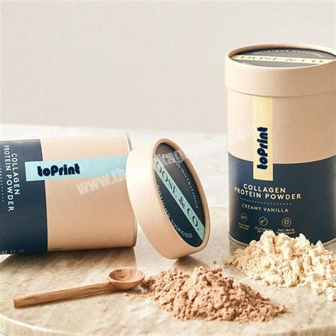 Eco Friendly Protein Powder Container Recyclable Spices Cardboard Tube Packaging Tinplate Cover