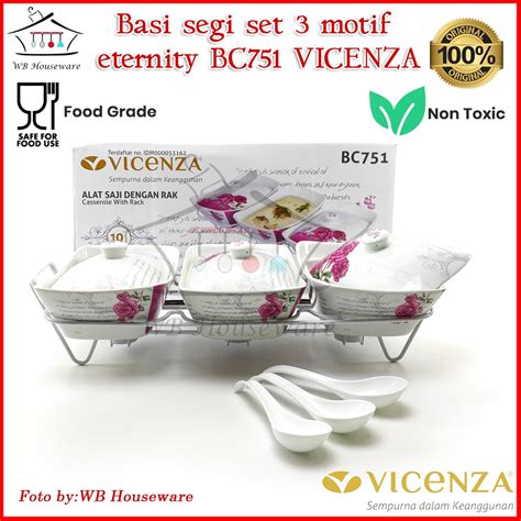 Jual Vicenza Wadah Saji Set Isi Rak Motif Lily Pemanas Makanan