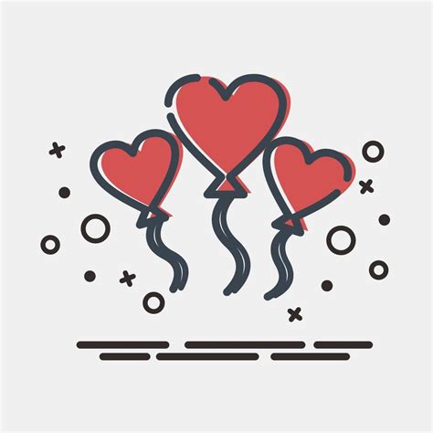 Icon Heart Shaped Ballon Valentine Day Celebration Elements Icons In