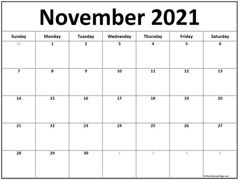 Free Print 2021 November Monthly Calendars Month Calendar Printable