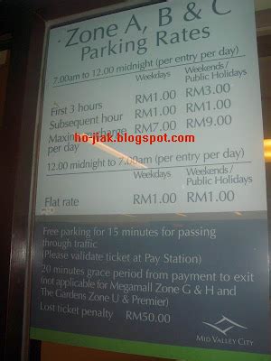 Parking Rate in Kuala Lumpur: Mid Valley Shopping Center parking rate