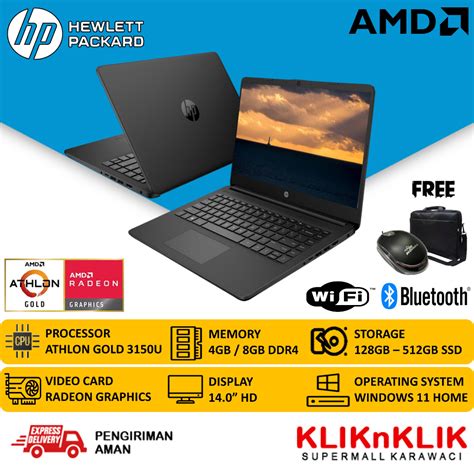 Jual Laptop Hp AMD Athlon Gold 3150U RAM 8GB SSD 512GB Radeon 14 Inch