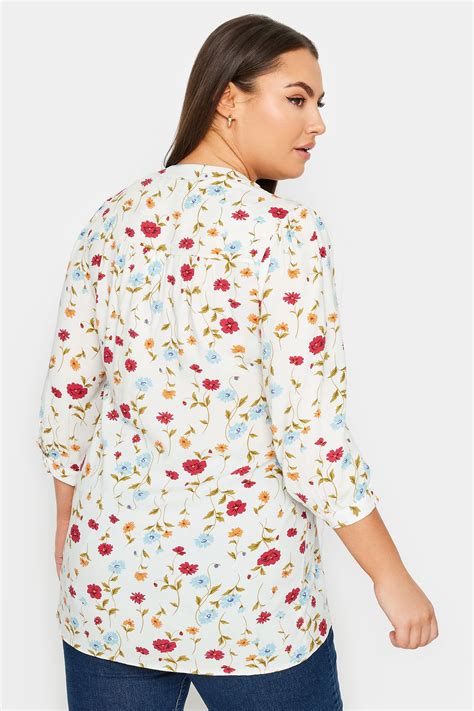 Yours Plus Size White Floral Print Pintuck Blouse Yours Clothing