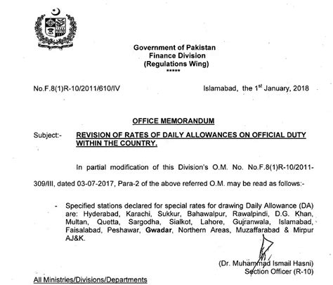 Revision Of Rates Of Daily Allowance On Official Duty Within Country