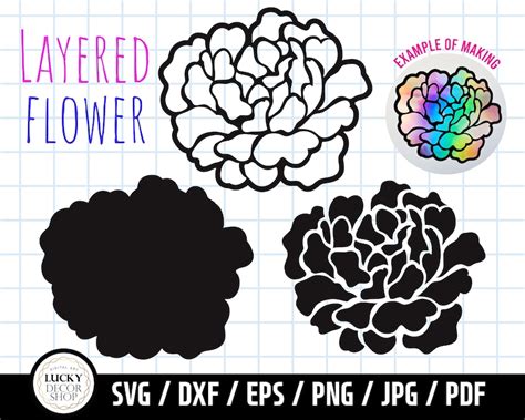 Layered Flower SVG Flower Svg Floral Svg Flower Clipart | Etsy