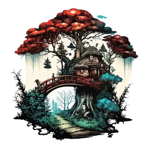 Premium Vector Watercolor Painting Of A Mushroom Settlement