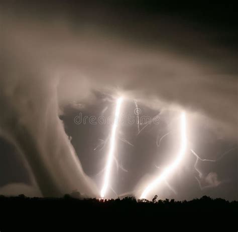 Breathtaking Shot Of Lightning And Tornado Stock Image Image Of Cloud