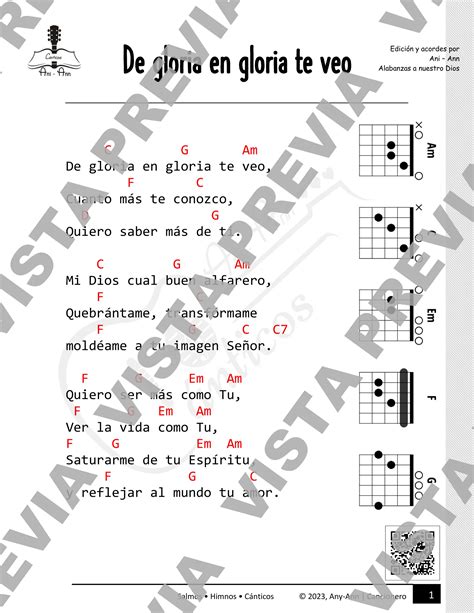 De Gloria En Gloria Te Veo Letra Y Acordes De Guitarra Pdf