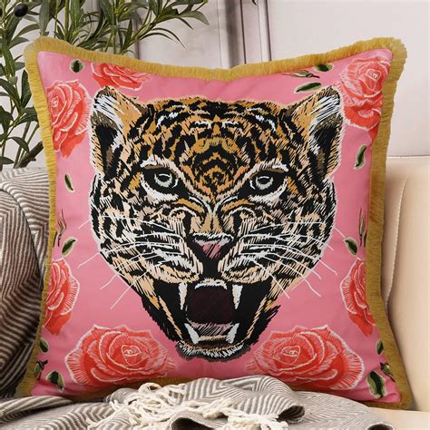 Insmeer 1pc Leopard Print Pillow Case Decorative Fluffy