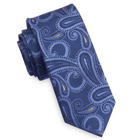 Blue And Yellow Paisley Mens Skinny Necktie Nz Ties